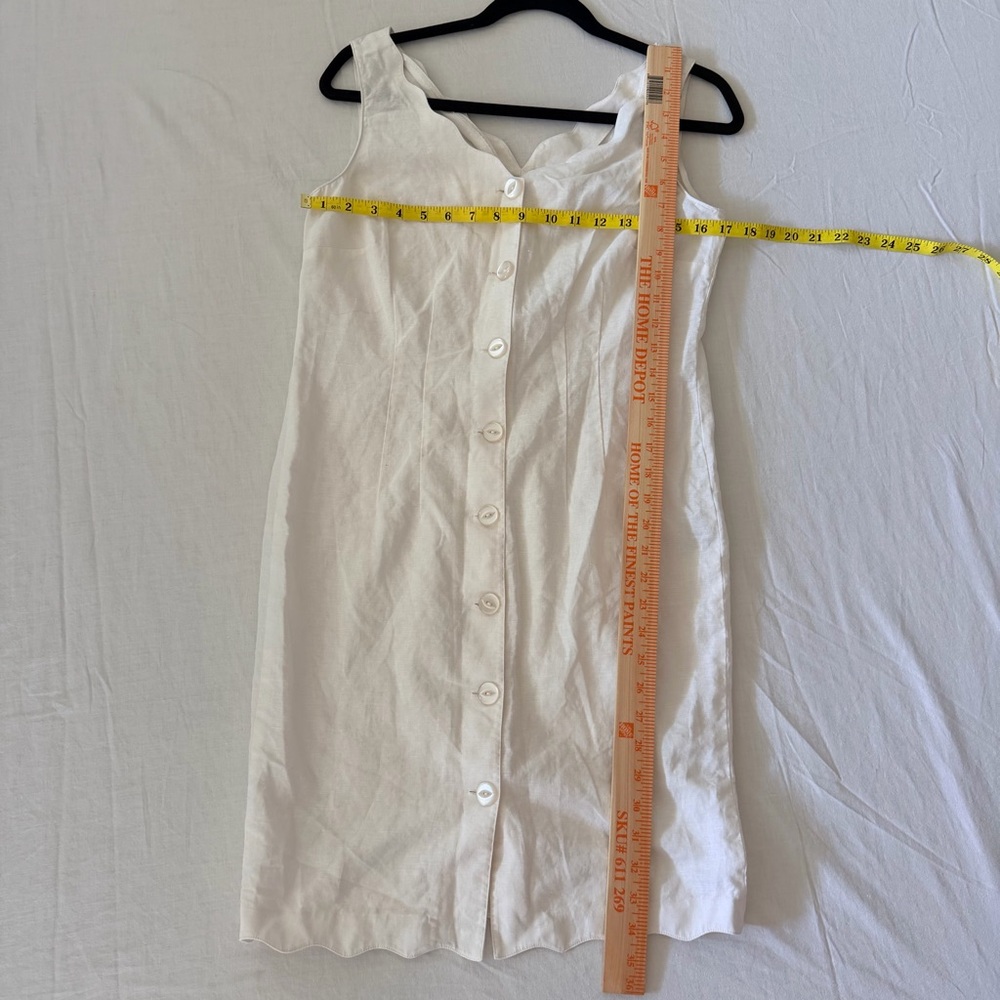 J. Peterman White Linen Cotton Button Front Sleeveless Dress Size 4 - Picture 12 of 14